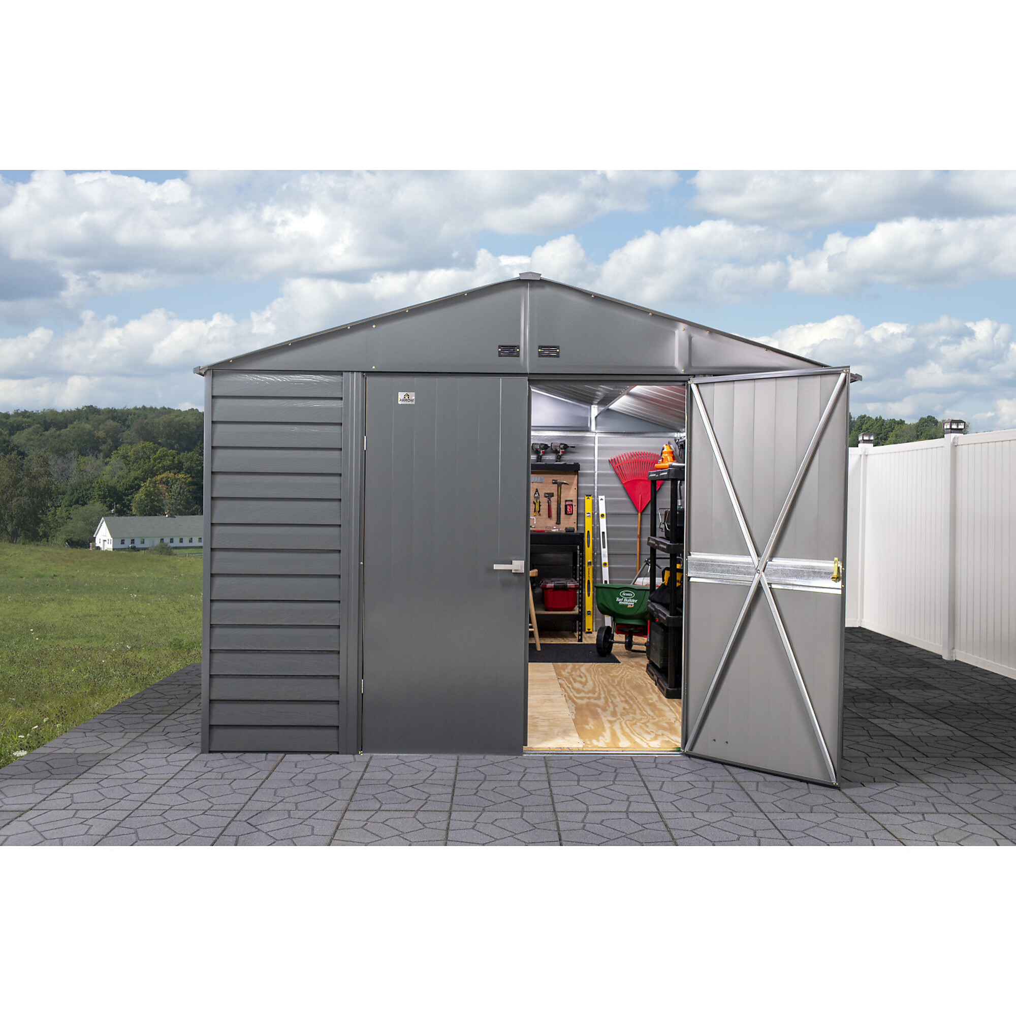 Arrow Storage Products, Select Steel Shed 10x14 Charcoal SCG1,014CC, Length 14 ft, Width 10 ft, Model# SCG1014CC